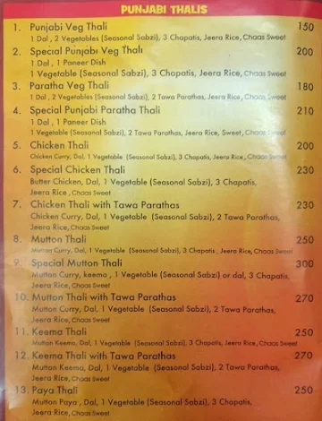 Punjabi Thali & Combos menu 