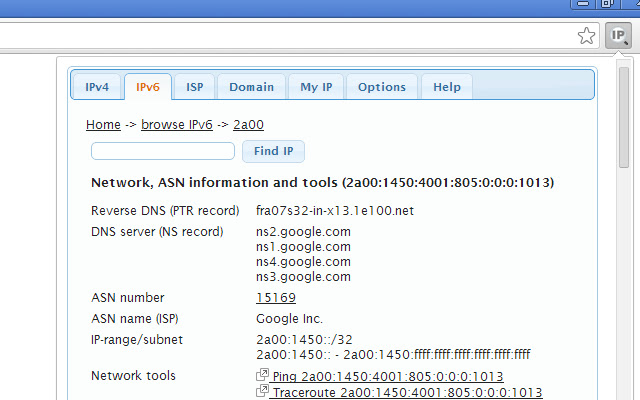 IP Address and Domain Information