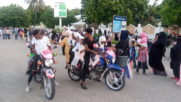 Boda boda operators in Lamu island.