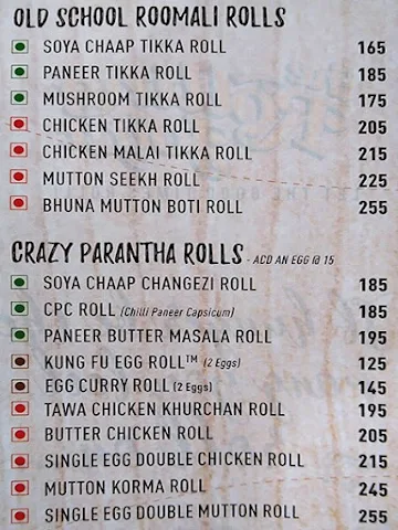 The Rolling Joint menu 