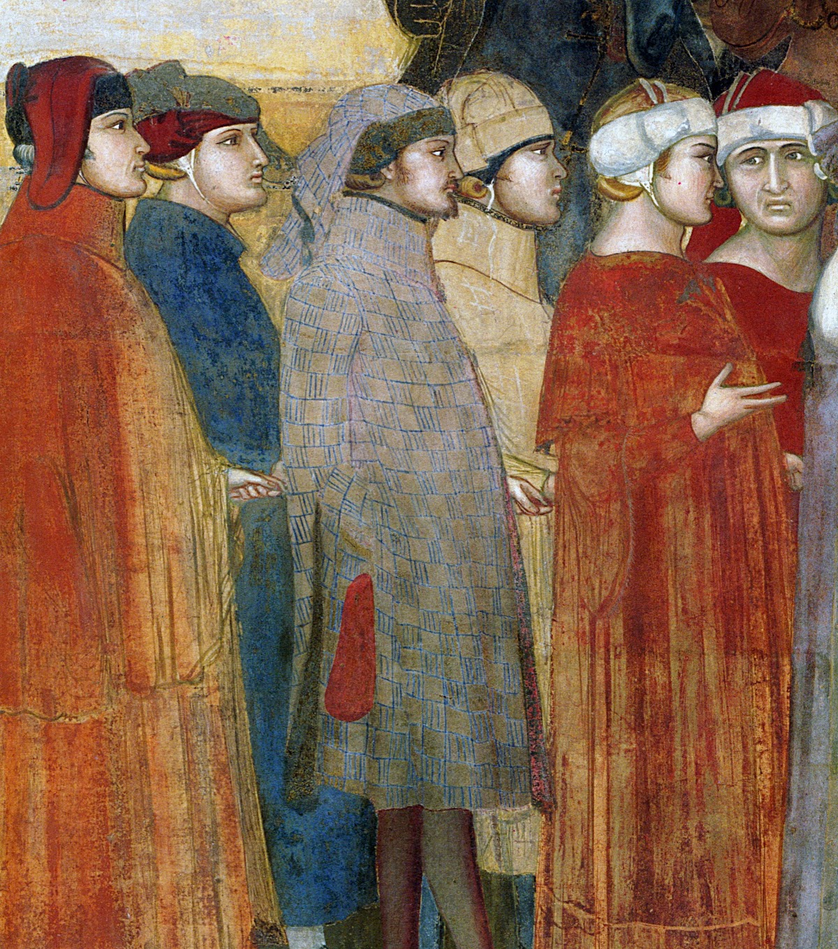 Ambrogio Lorenzetti, Allegoria del Buon Governo (particolare dell' gruppo di 24 cittadini), Sala dei Nove, Palazzo Pubblico, Siena