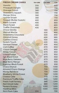 Cake Park menu 1