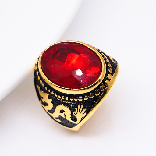Title 4, Retro Domineering Gold Plated Ring Mens Oval D...