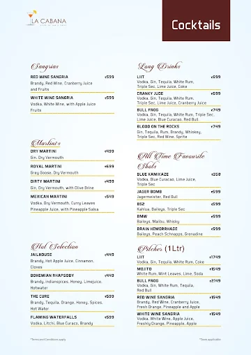 La Cabana menu 