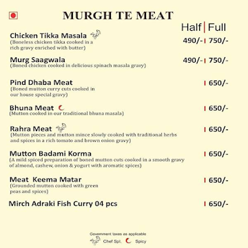 Pind Balluchi menu 