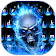 Clavier squelette flamme bleue icon