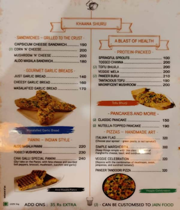 Chai Galli menu 