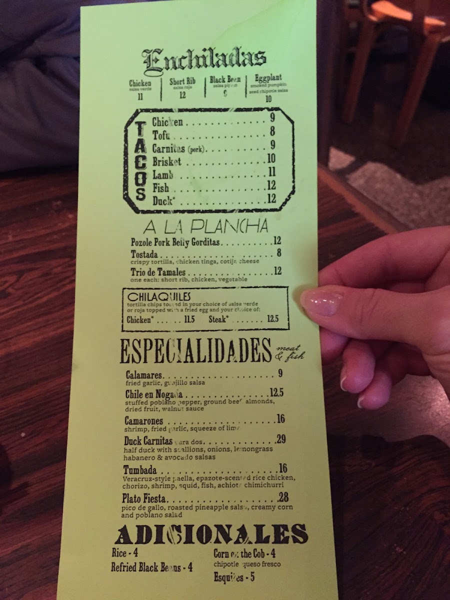 El Rey gluten-free menu