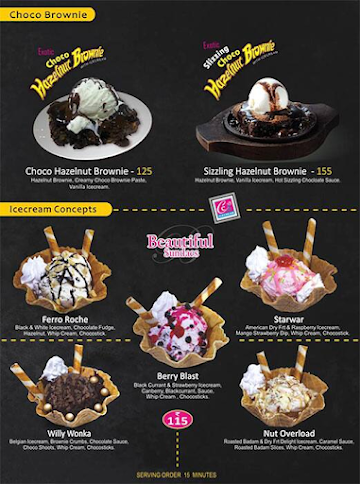 Cream Chills menu 