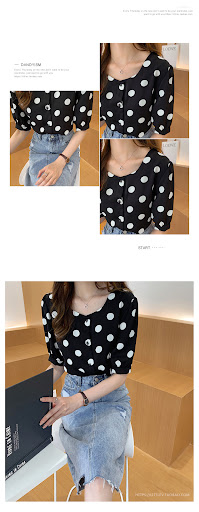 Title 1, Western stijl chiffon blouse met golfjes en sti...