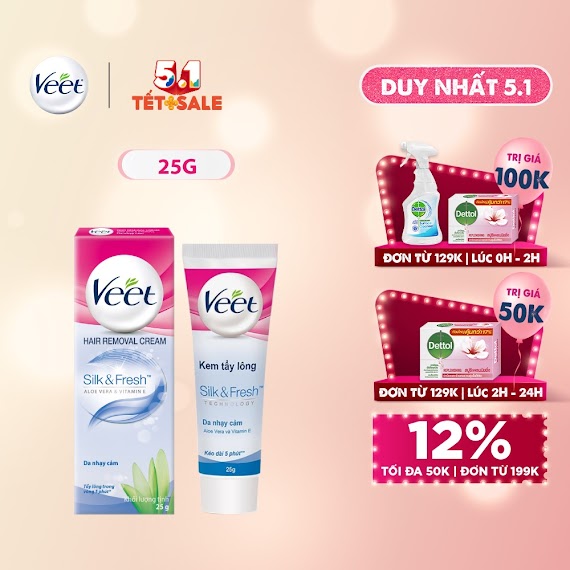 Kem Tẩy Lông Cho Da Nhạy Cảm Veet Silk Fresh 25G