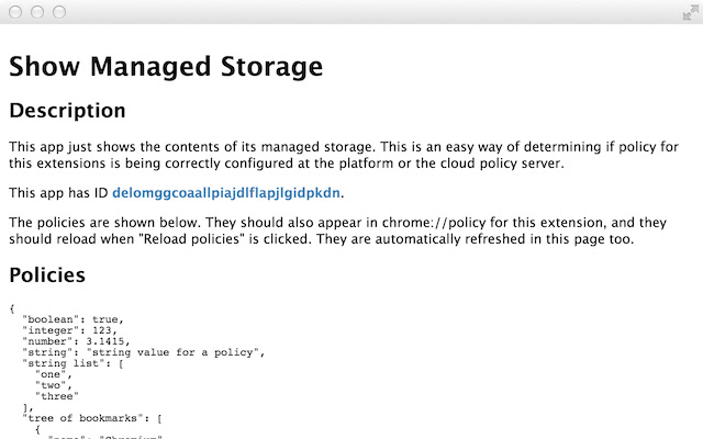 Show Managed Storage chrome extension