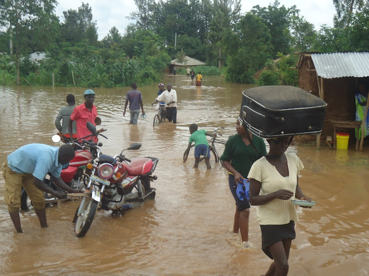 Flood victims in Budalangi, Busia, during a past flooding