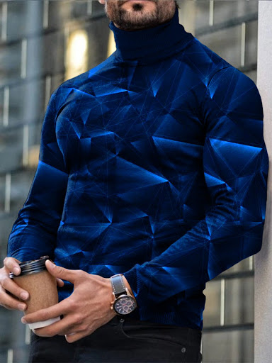 Title 1, Autumn Winter Mens Long Sleeve Turtleneck T Sh...
