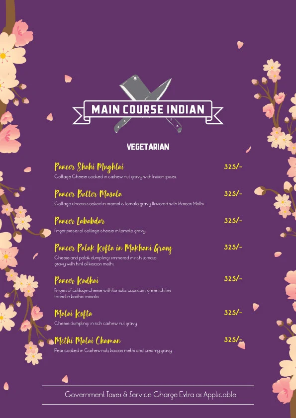 The Mellow Garden menu 