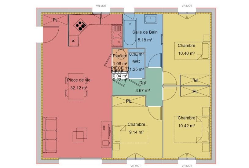  Vente Terrain + Maison - Terrain : 300m² - Maison : 73m² à Chomérac (07210) 