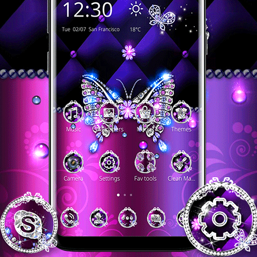 Purple Luxury Diamond Butterfly Theme ?