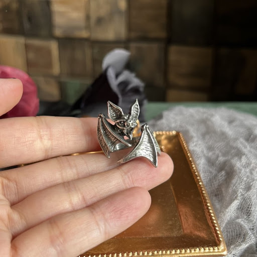 Title 4, Thai Silver Punk Goth Bat Ring. A bold statemen...