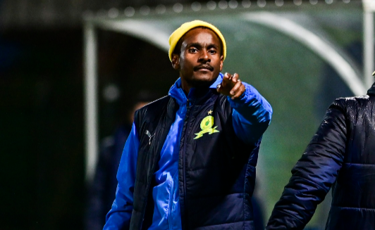 Mamelodi Sundowns coach Rulani Mokwena during the DStv Premiership match against Richards Bay at King Zwelithini Stadium on January 6 2023.