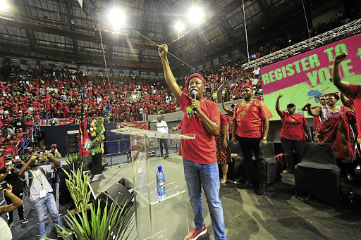 EFF leader Julius Malema told supporters that whites took land "through genocide" and insulted political analysts, among others, at an election registration rally last week. /Veli Nhlapo