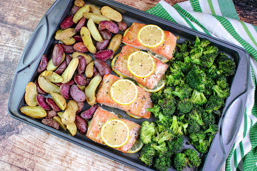 Hot Honey Mustard Sheet Pan Salmon.