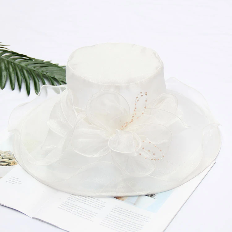 Coole retro bloem mesh zonnehoed organza zonnebrandcrème dames