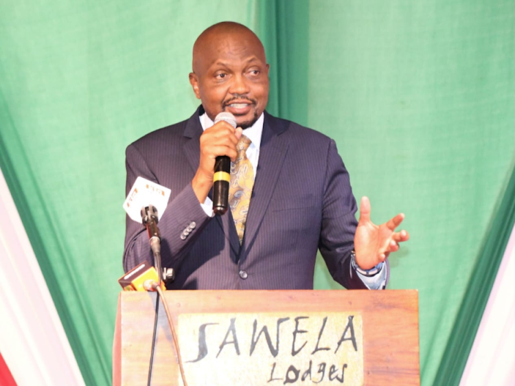 Public Service and Delivery Management Cabinet Secretary Moses Kuria speaking during the 27th Institute of Human Resource Management Annual National Conference in Naivasha on October 27, 2023.