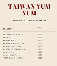 Taiwan Yum Yum menu 1