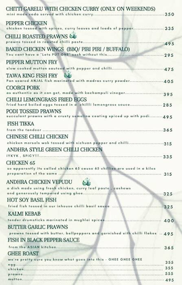 Acre Bengaluru menu 