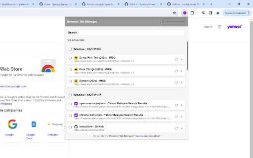 Browser Tabs Manager