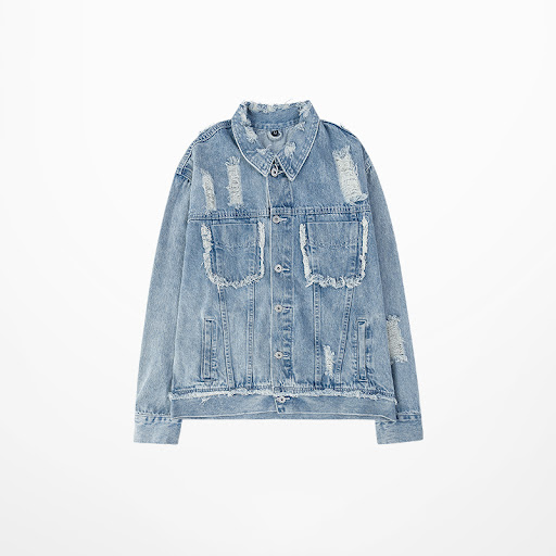 Title 5, Youth Ripped Denim Loose Jacket Trendy Mens De...