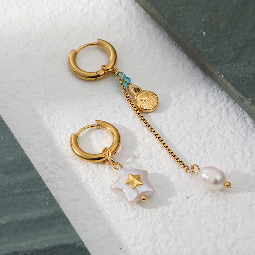 Title 5, Real Gold Plated 18K Stainless Steel Earrings w...
