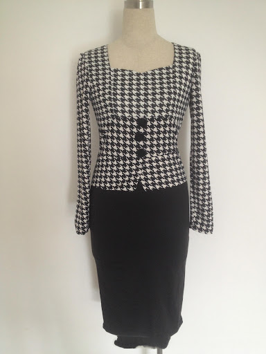 Title 6, Houndstooth Fake Two Piece Panel Slim Pencil Dr...