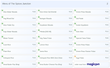 The Spices Junction menu 