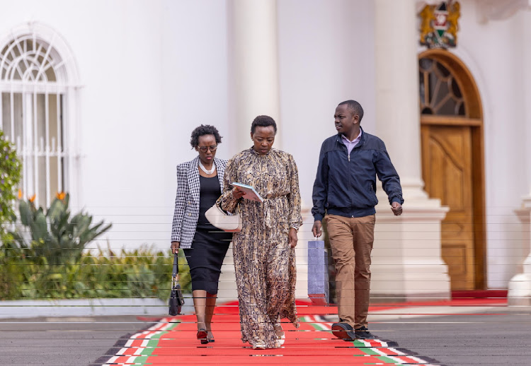 First lady Mama Rachel Ruto and her children heading to Thanksgiving servcie at State House on September 25, 2022