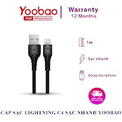 [Chính Hãng - Bh 12 Tháng] Dây Cáp Sạc Cho Iphone Ipad Đầu Lightning Yoobao C4 Dài 1M - Hàng Chính Hãng