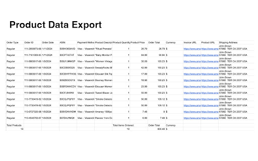 Amazon Order History Downloader