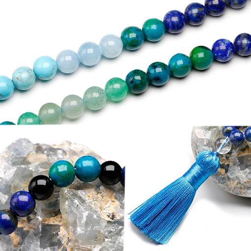 Title 5, Natural Stone 8MM108 Lapis Lazuli Jewelry Set, ...