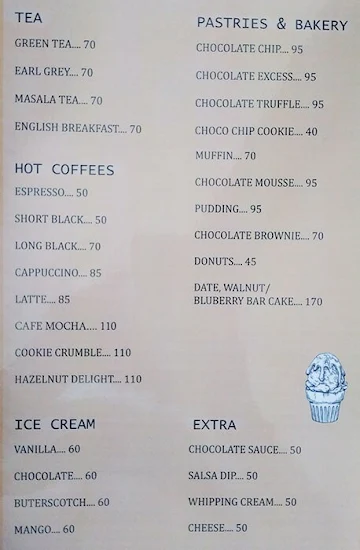 Chocolate Cafe menu 