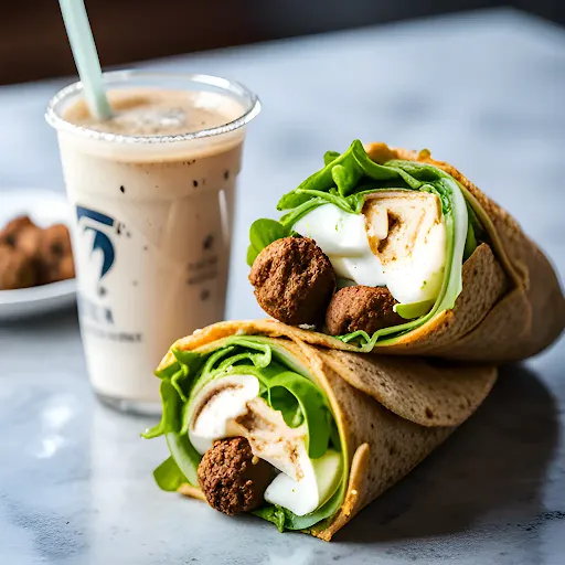 Falafel Shawarma With Cold Coffee