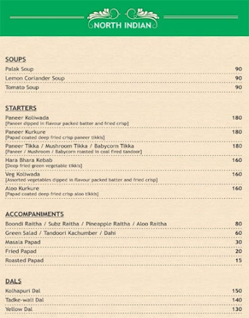 Kamaths Govindashram menu 