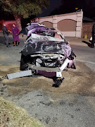 The wreckage of former Johannesburg mayor Mpho Moerane's car after his accident.  
PIC: SUPPLIED