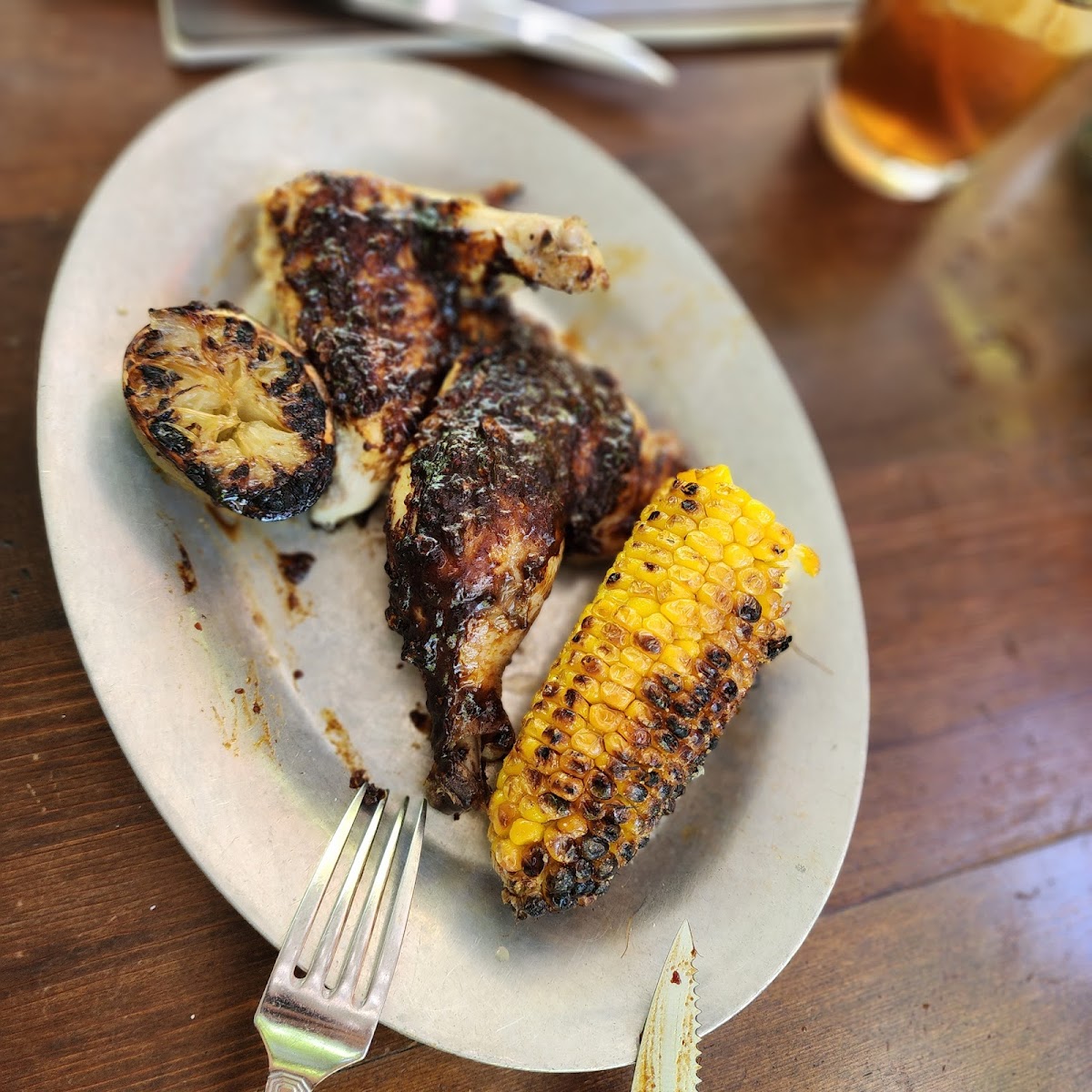 BBQ chicken ($35 for chicken alone!) and corn (corn was 8 extra!)