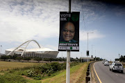 MK Party campaign posters for the 2024 general elections on the M4 in Durban. The Electoral Court has ruled the newly formed party led by former president Jacob Zuma can participate in the elections in May. File photo. 