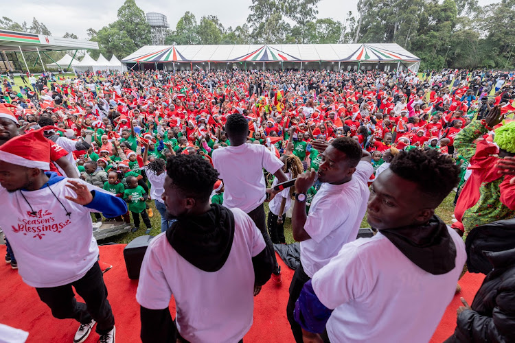 Children entertained during a Christmas party at State House Nairobi on December 19, 2023.