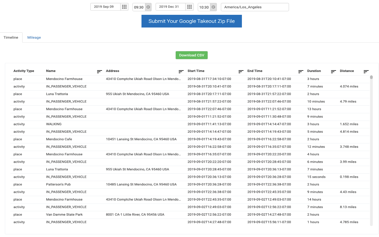 Google Takeout Mileage & Timeline Exporter Preview image 0