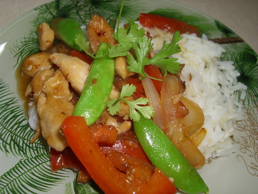 Lemon Chicken with Red Peppers and Snow Peas | Just A Pinch Recipes
