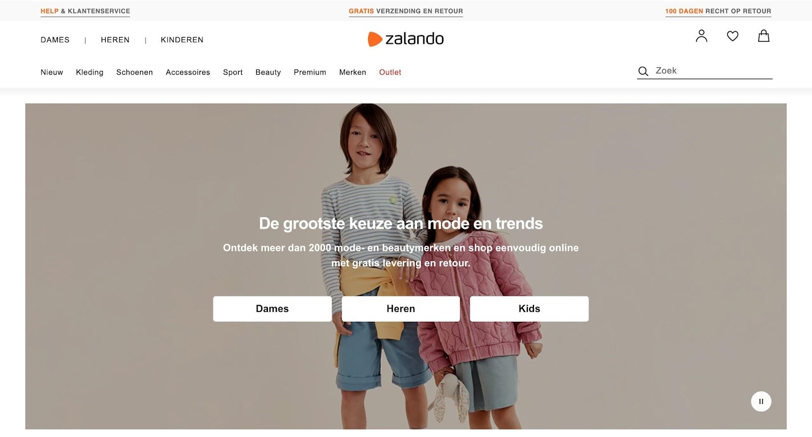 Marketing Technologie Stack: Zalando: homepage