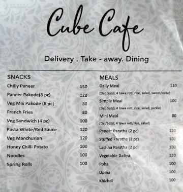 Cube Cafe menu 