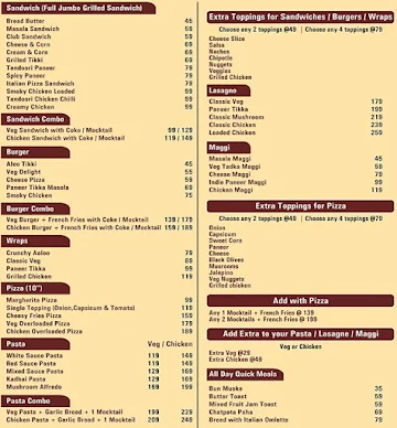 Quick Bites & Waffles menu 